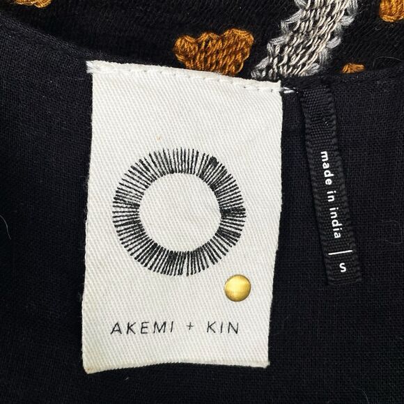 Anthropologie Akemi Kim Black Tank Top Sz S Embroidery w Metal Accents Boho - Picture 7 of 8